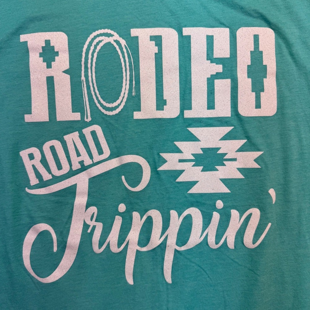 Crazy Train Shirt Womens Large Western Rodeo Road‎ Trippin' Blue T-Shirt